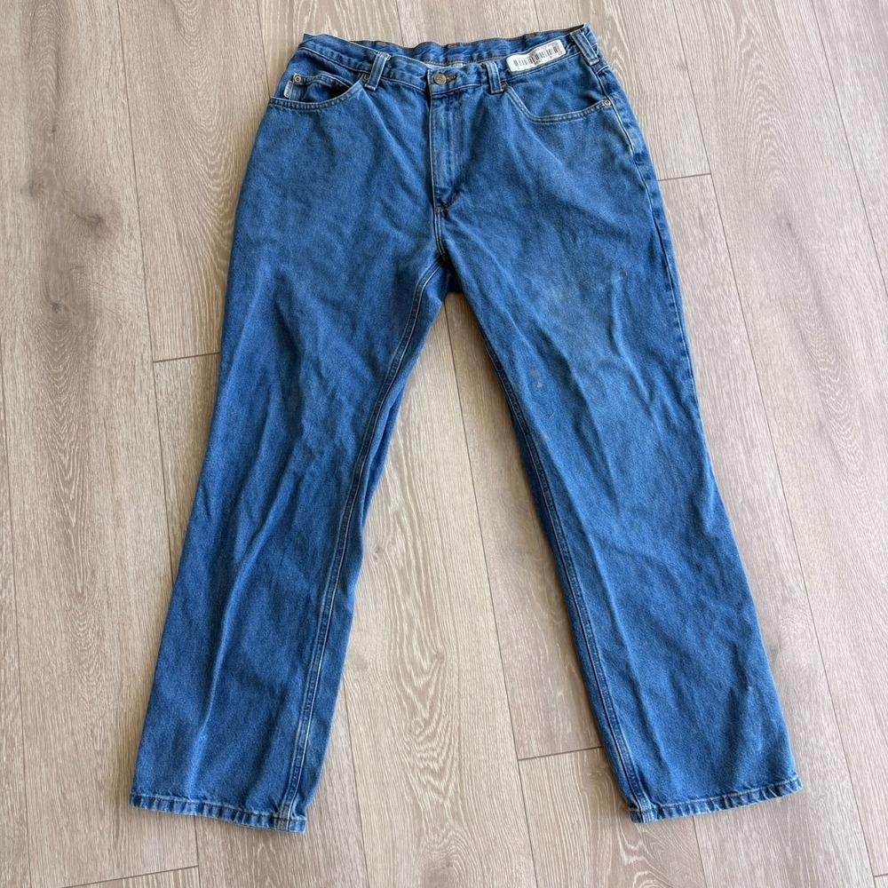 Carhartt‎ Mens Blue Denim Relaxed Fit Heavy Duty Workwear Straight Jeans 34x30